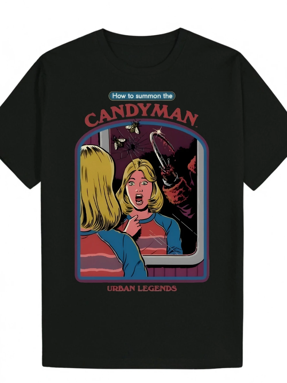 Herren Retro 80er Candyman Film Grafik T-Shirt - Vintage Comic-Kunst Sommer-Design, Atmungsaktives Rundhals Schnelltrocknendes Polyester-Shirt
