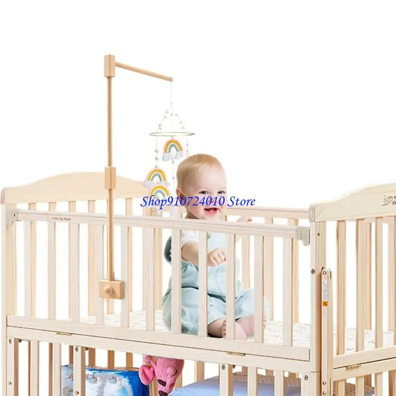 77HD support téléphone portable pour lit en bois naturel, cadre carré, support conception robuste pour berceau bébé,