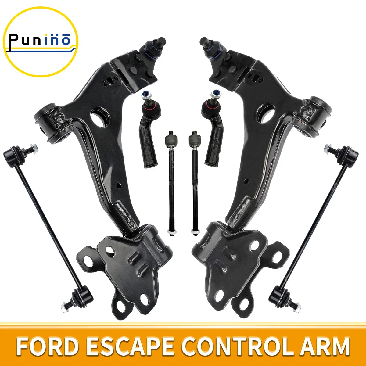 Punino 8pcs Front Suspension Lower Control Arm Ball Joint Sway Bar Link Kits for Ford Escape 2013 2014 2015 2016 2017 2018