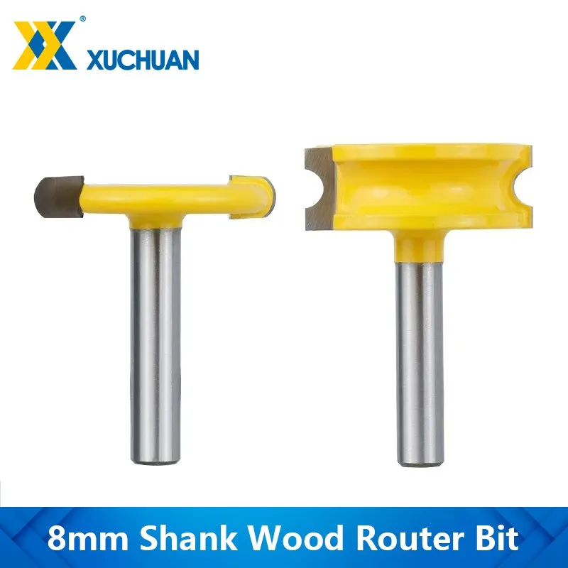 

Wood Tenon Cutter 2 pcs 8mm Shank T Slot Milling Cutter Canoe Flute and Bead Router Bit Set for Woodworking Tools