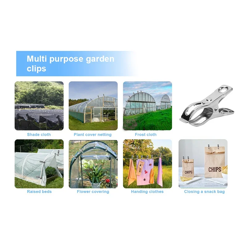 40 PCS Garden Clips Silver Heavy-Duty Stainless Steel For Assorted Greenhouse & Gardening Applications-Hot
