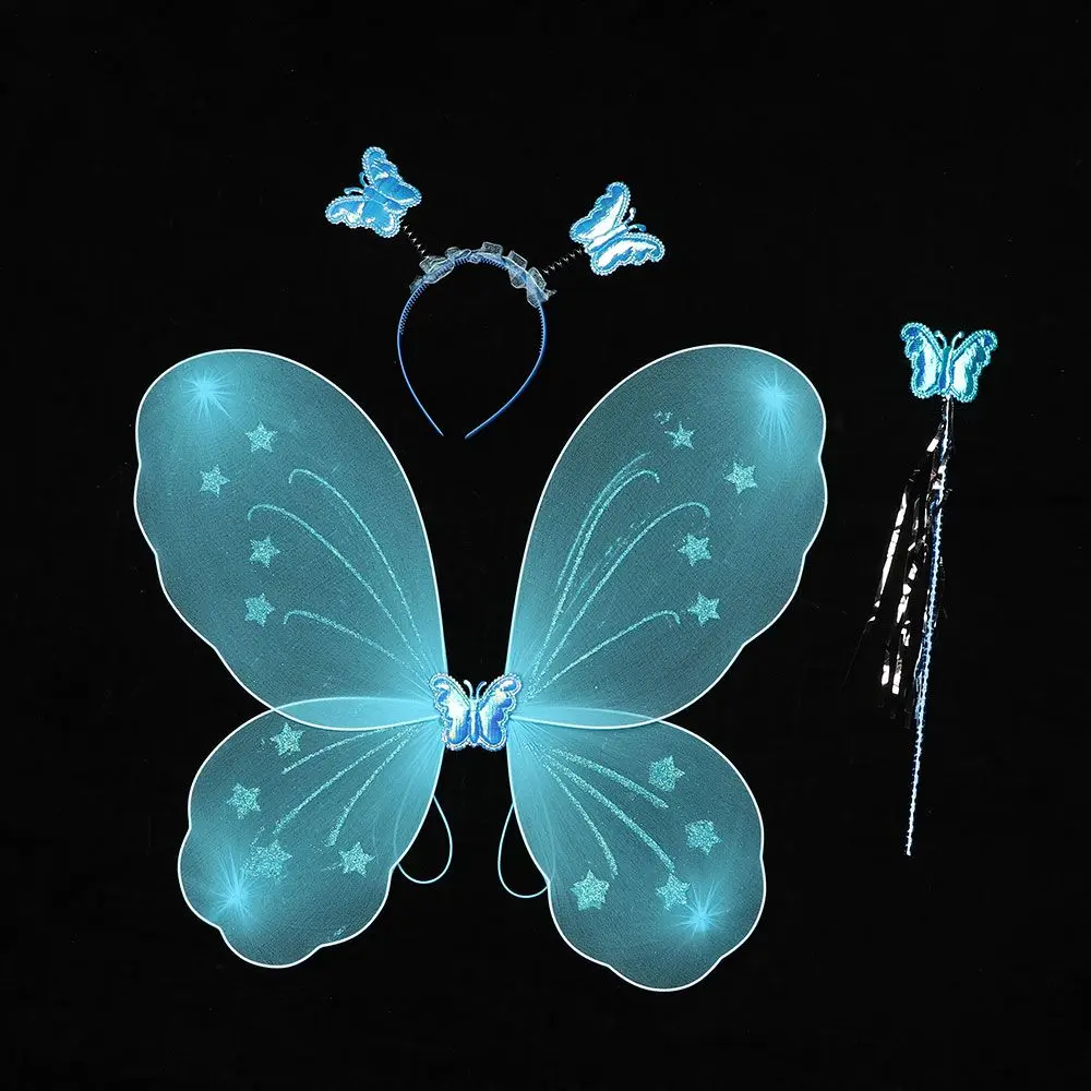 Butterfly Fairy Wings and Wand Princess Hair Hoop Set Girls Fancy Dress Dressing Up Ladies Party Decor