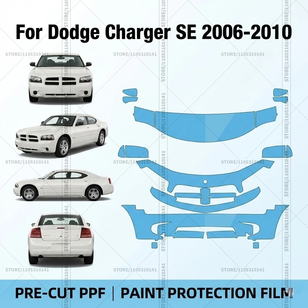 

Предварительно нарезанная защитная пленка PPF, прозрачная автомобильная пленка, профессиональный комплект PPF для передней части автомобиля Dodge Charger SE 2006-2010