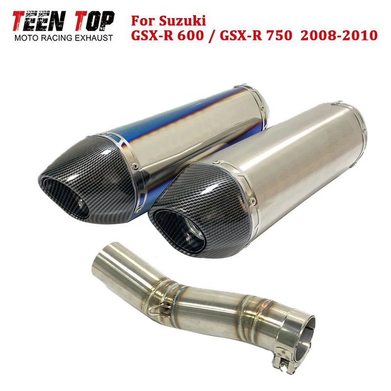 

Motorcycle Slip-on Exhaust For Suzuki GSX-R600 GSX-R750 GSXR600 GSXR750 Exhaust Pipe 420mm Exhaust Muffler 51mm Mid Pipe 08-10