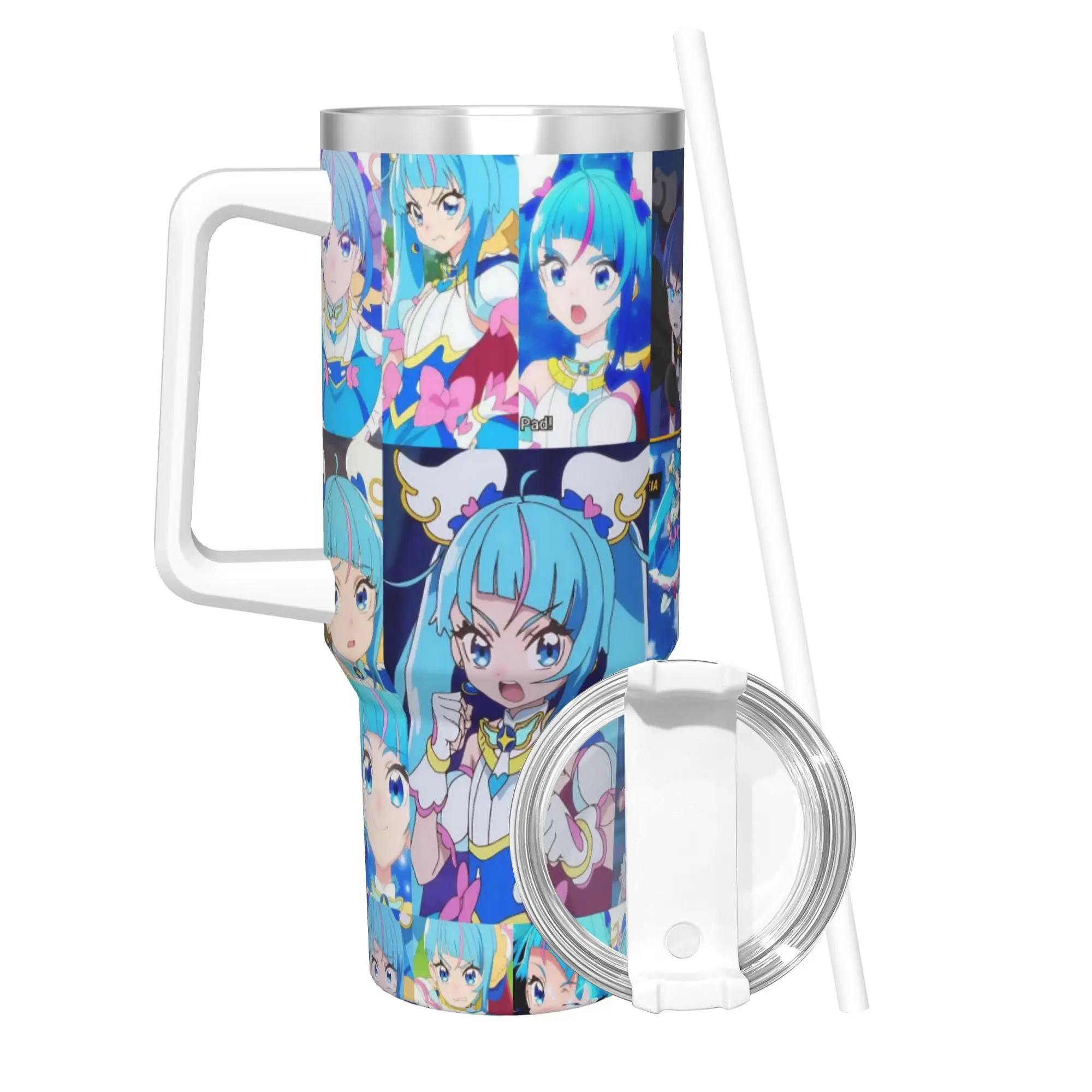 Soaring Sky Pretty Cure Tumbler With Straw  Stainless Steel Mug Double Wall Vacuum Insulated for Cold Or Hot 40oz