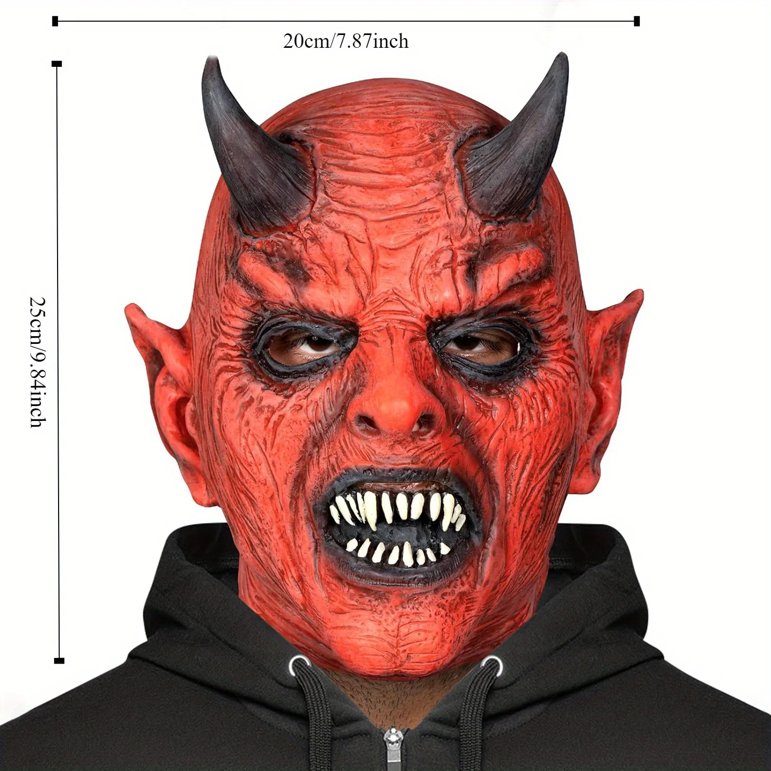 Red Devil Mask,Demon Mask For Men,Halloween Horror Mask for Adults, Devil Costume, Satan Lucifer Dracula Mask