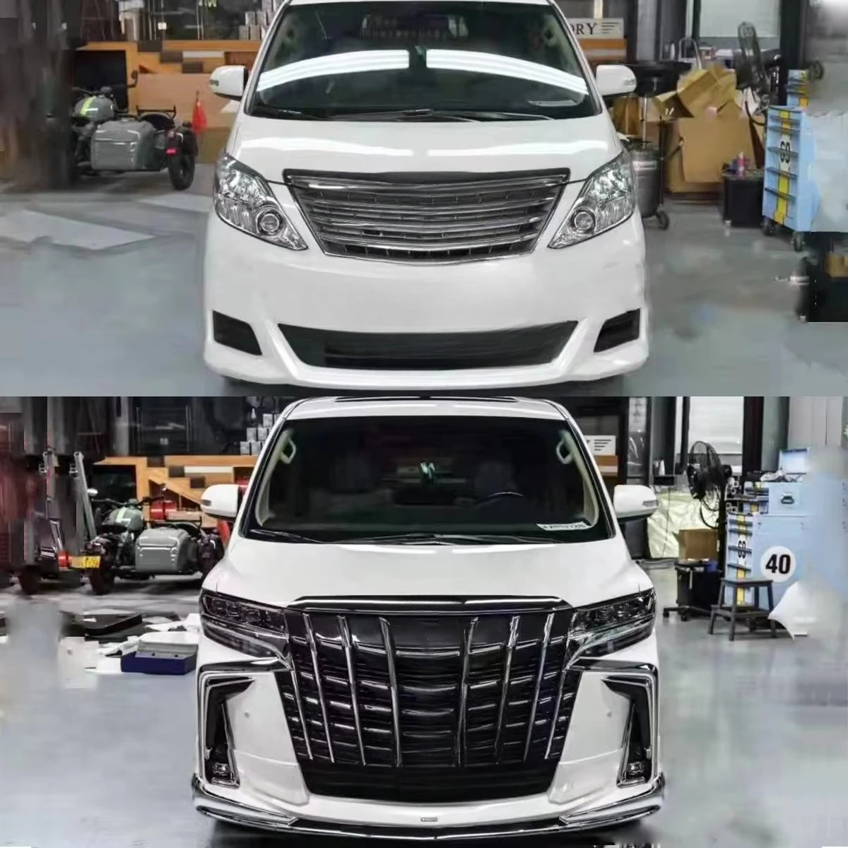 

High Quality PP Material Bumpers for toyota Alphard 2008 2009 2010 2011 2012 2013 2014 Year Upgraded 2020 SC Modellista Look