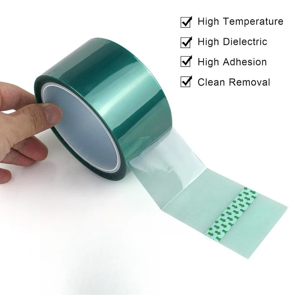 33m Green PET High Temp Tape Heat Resistant 10-50mm Adhesive Tape for Electronics PCB Protection Soldering Masking image 6