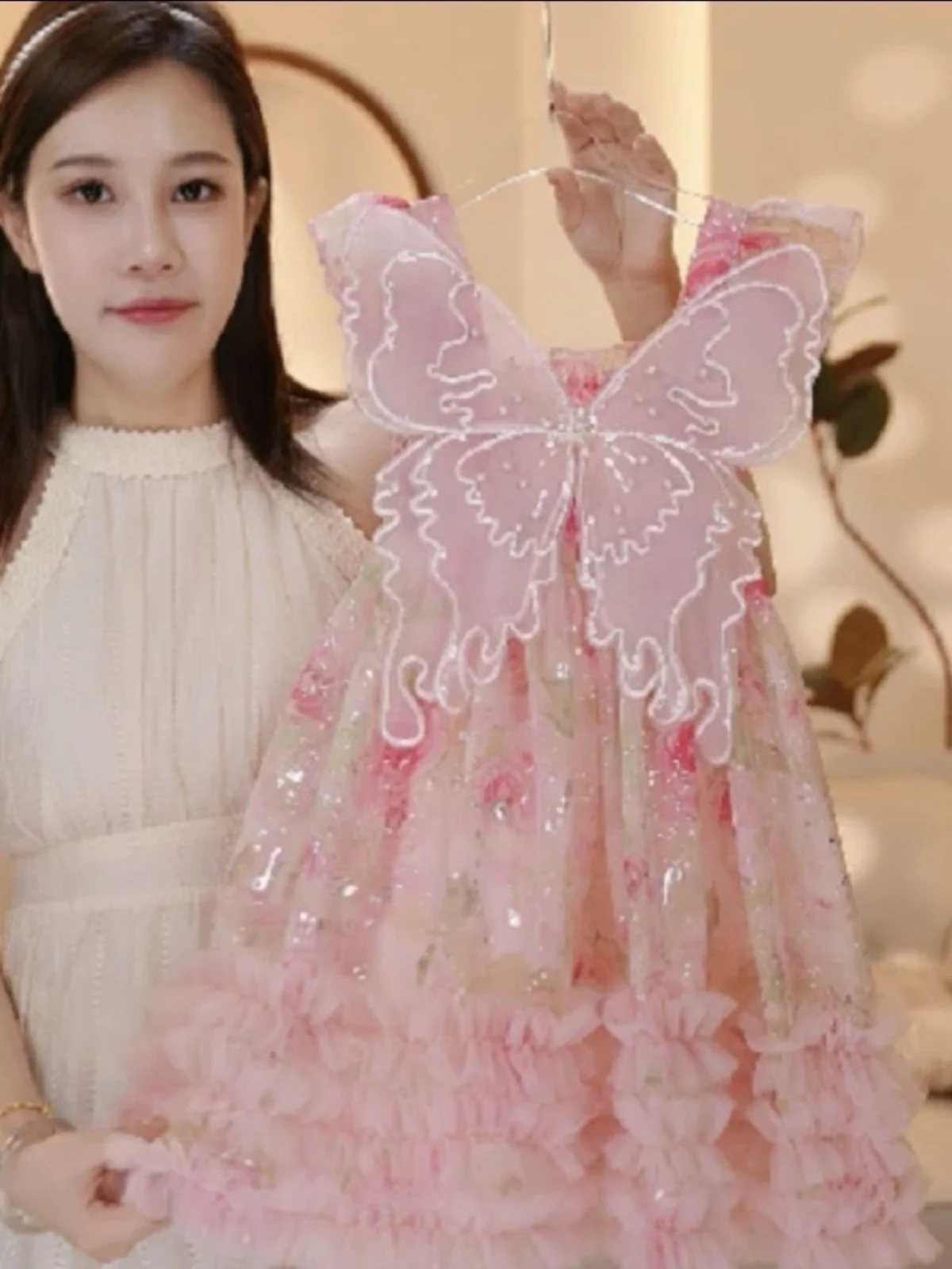 

Girls Wing Dr Summer 2024 New Sle Baby Princ Skirt Sweet Sle Me Material Korean Version Princ Dr