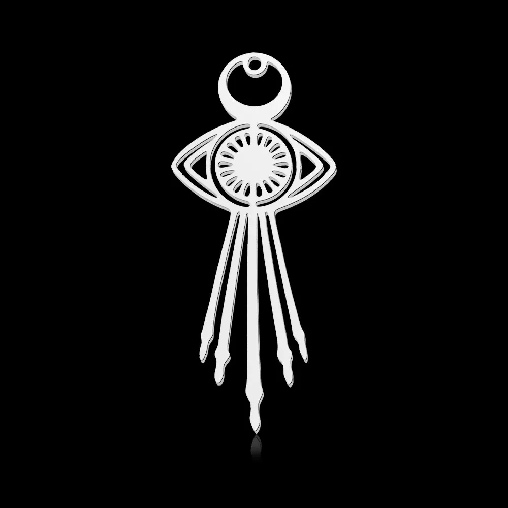 5pcs/lot Stainless Steel Geometric Minimalist DIY Earring Pendant Charms Wholesale Evil Eye Moon Tassel Arrow Star Sun