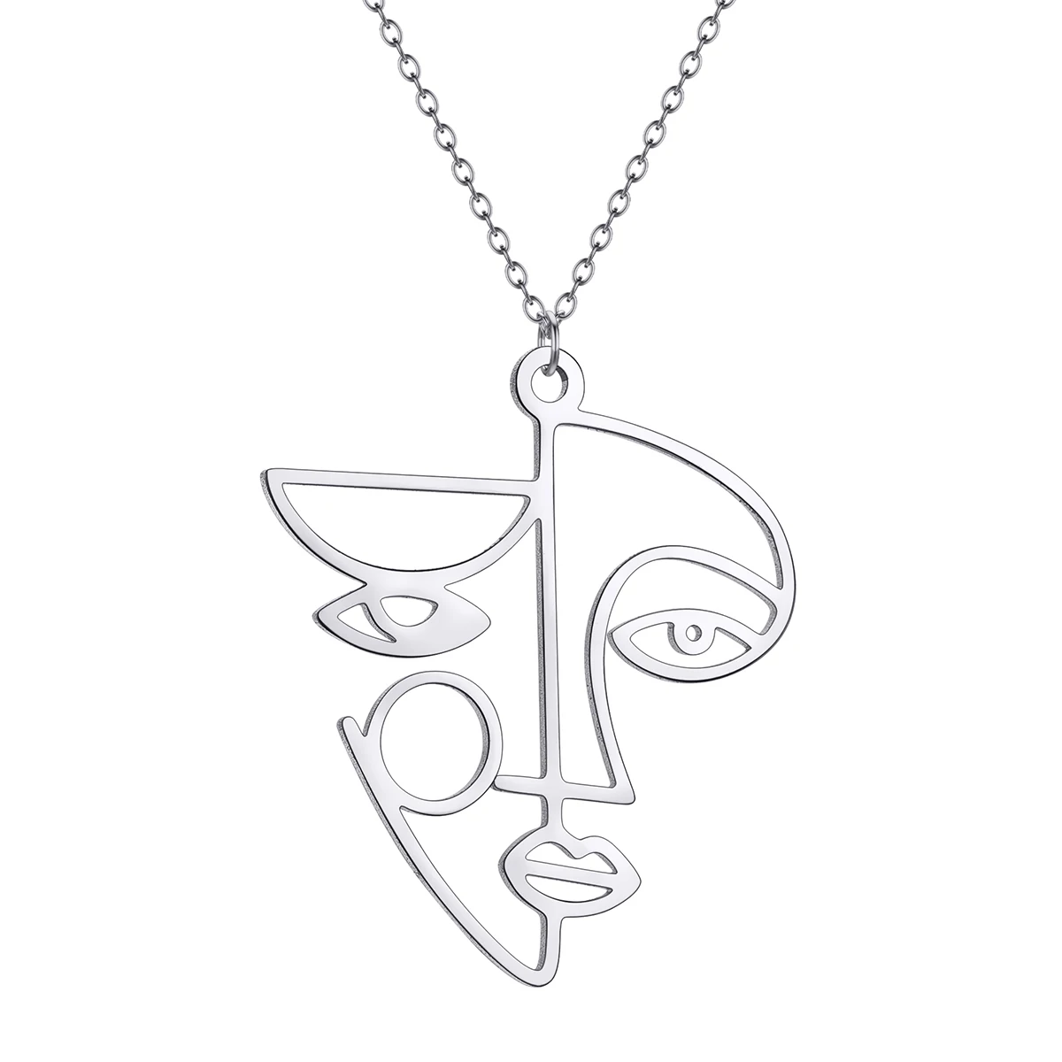Portrait Artistic Women Face Charm Necklace Female Ethnic Boho Jewelry Stainless Steel Wedding Necklace