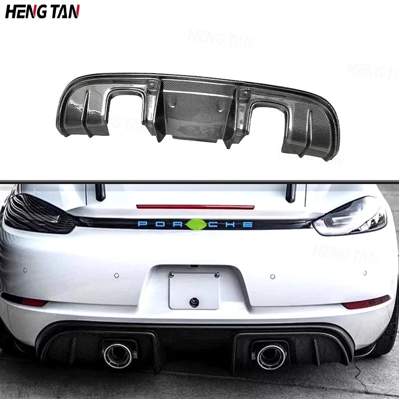 

For Porsche 718 Cayman Bxoster 982 2016-2022 GT4 Style Carbon Fiber Car Rear Bumper Diffuser Lip Spoiler Parts Upgrade Body kit