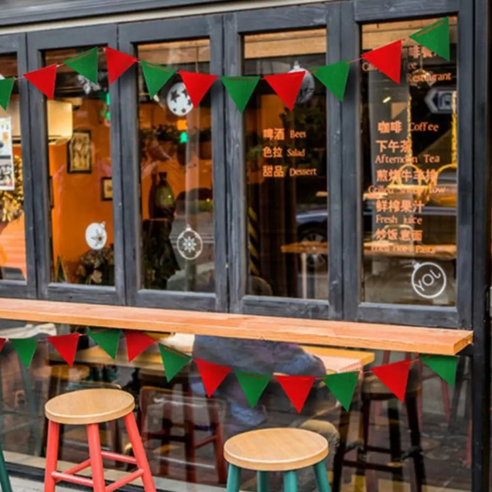 

Фетровый рождественский баннер с дизайном оленя (красный, зеленый) и дизайном Санты, подвесное украшение, новогодний вымпел для семейных праздников