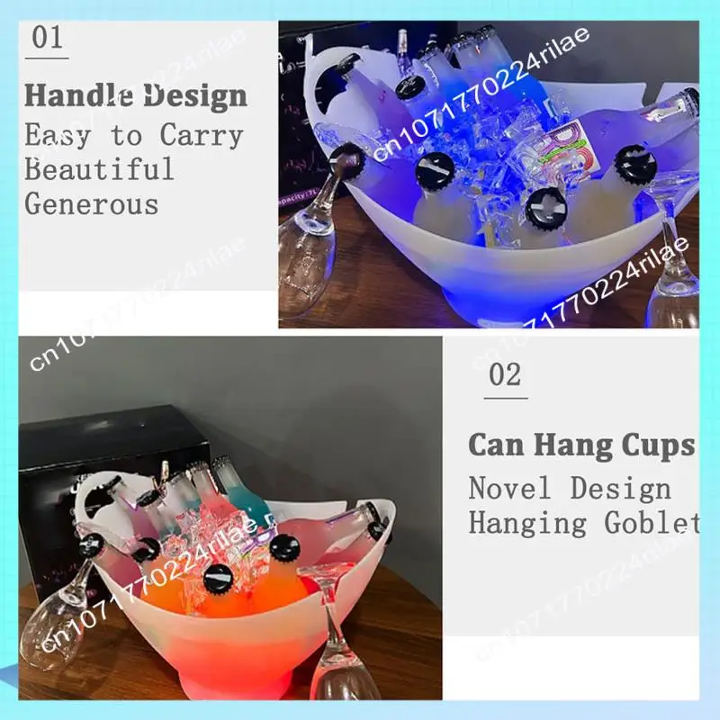 A17Z Ice Bucket With Bluetooth Speaker With Light Bar Large Ice Bucket Portable Wine Bucket Bar Accessories Beverage Bucket