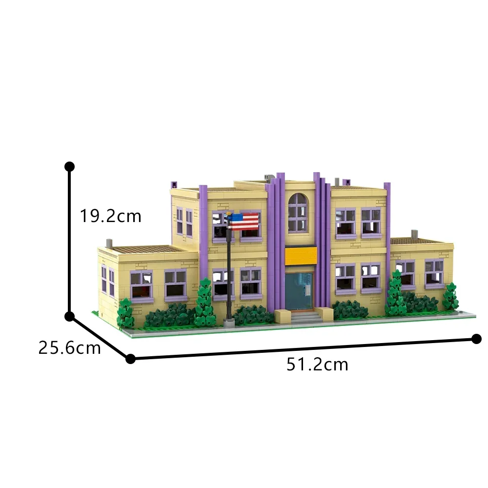 Moc springfield arquitetura da escola primária blocos de construção conjunto para casa simpsoned tijolos modulares brinquedo crianças aniversário gfit