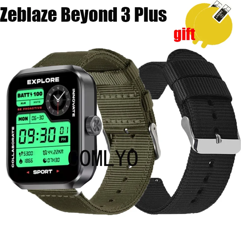 3in1 Wristband for Zeblaze Beyond 3 plus Smart watch Strap Band Nylon Canva Belt Screen Protector film