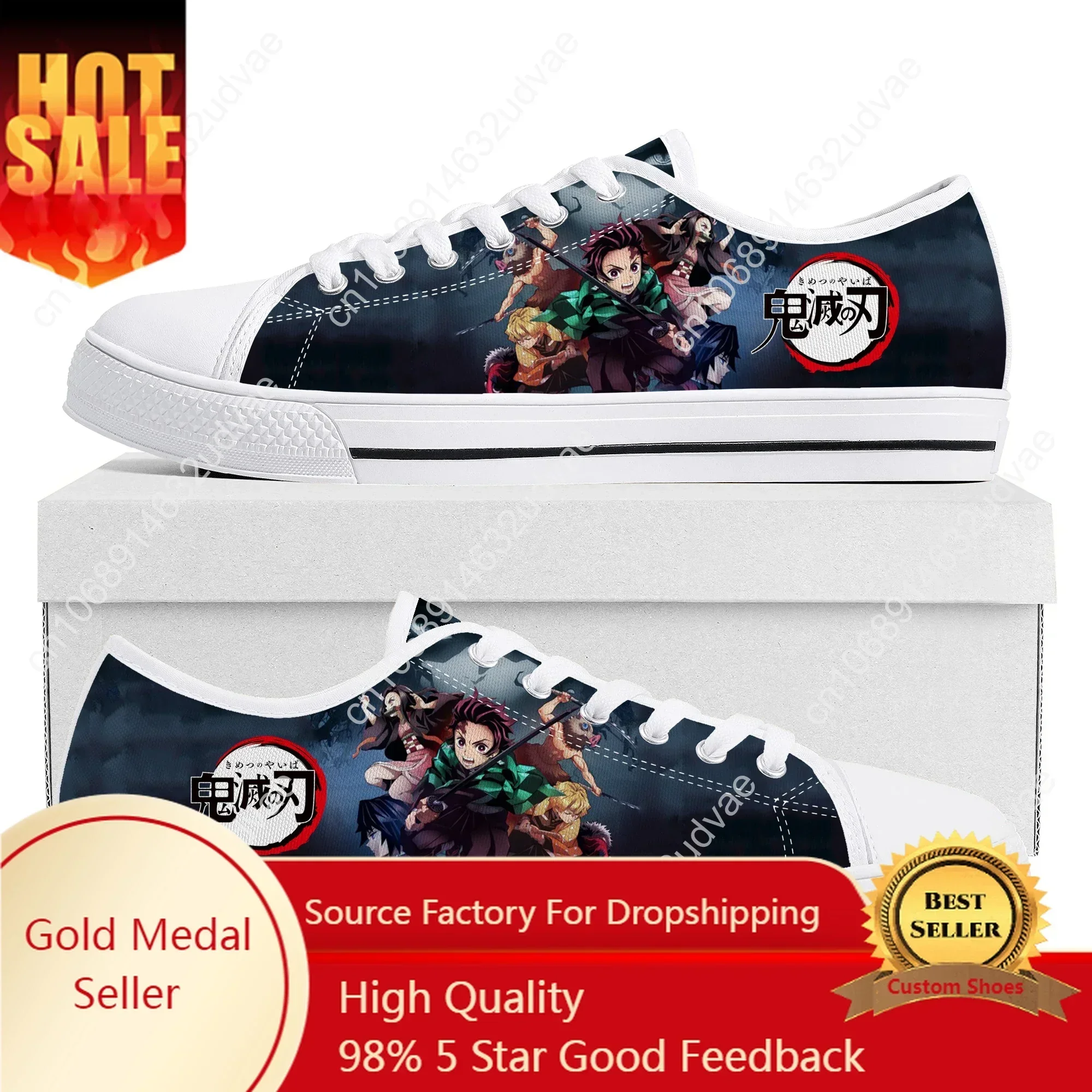 

Japan Anime Cartoon High Quality Fashion Low Top Sneakers Mens Womens Teenager Canvas Sneaker Casual Tanjirou Nezuko Custom Shoe