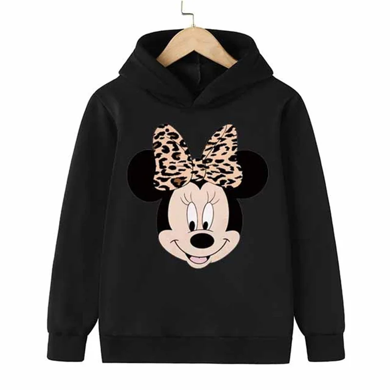 

Disney Mickey Mouse Cartoon Minnie Hoodies Autumn Long Sleeves Sweatshirt Children's Baby Fashion 3-14 Years Old Streetwear