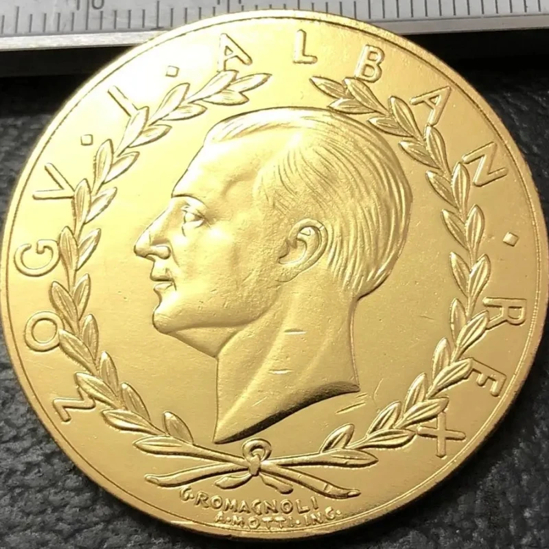 نسخة عملة ذهبية بنمط فرانغا آري زوج آي بروفا, 1928 ألبانيا 100 ٪ ، النوع 2