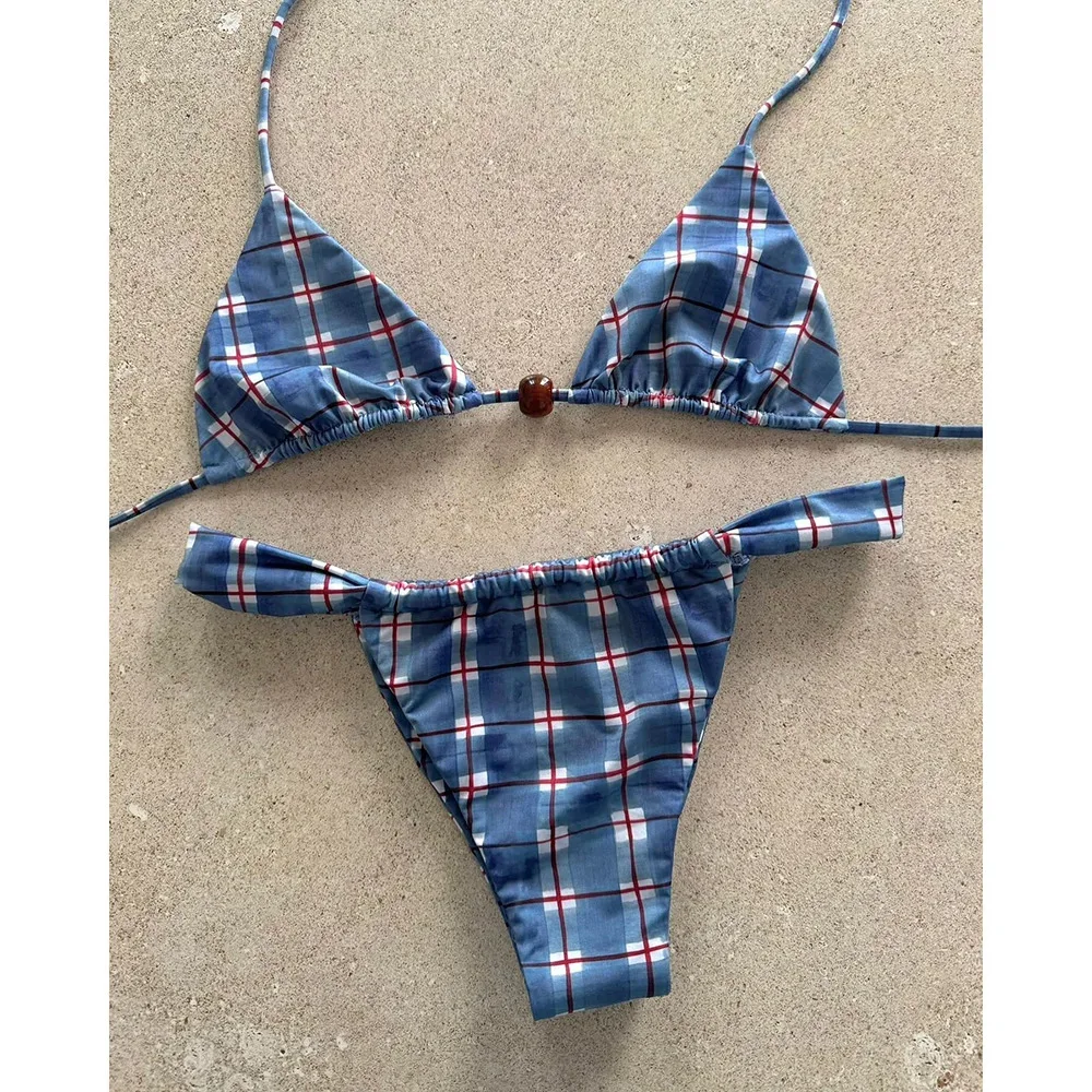 

Новинка 2023 года, сексуальный купальник, женский купальник с принтом, бикини на шнуровке, комплект из 2 предметов, купальный костюм для женщин, Trajes De Baño