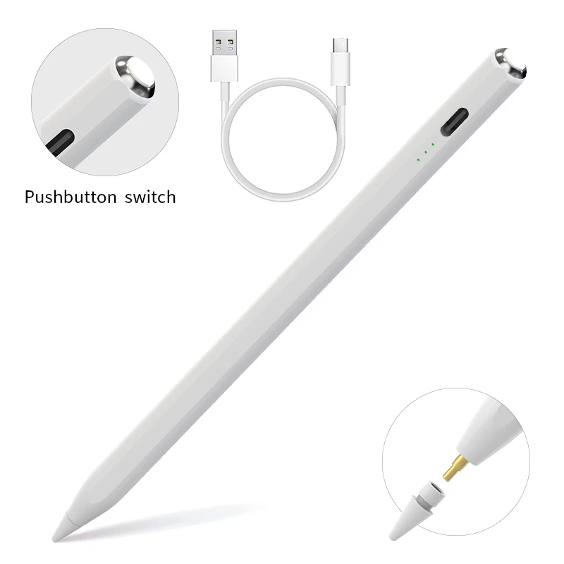Multicolor Fast Charge 3 Light Tablet Touch Pen Active Stylus Pen with Palm Rejection Tilt Function for Ipad