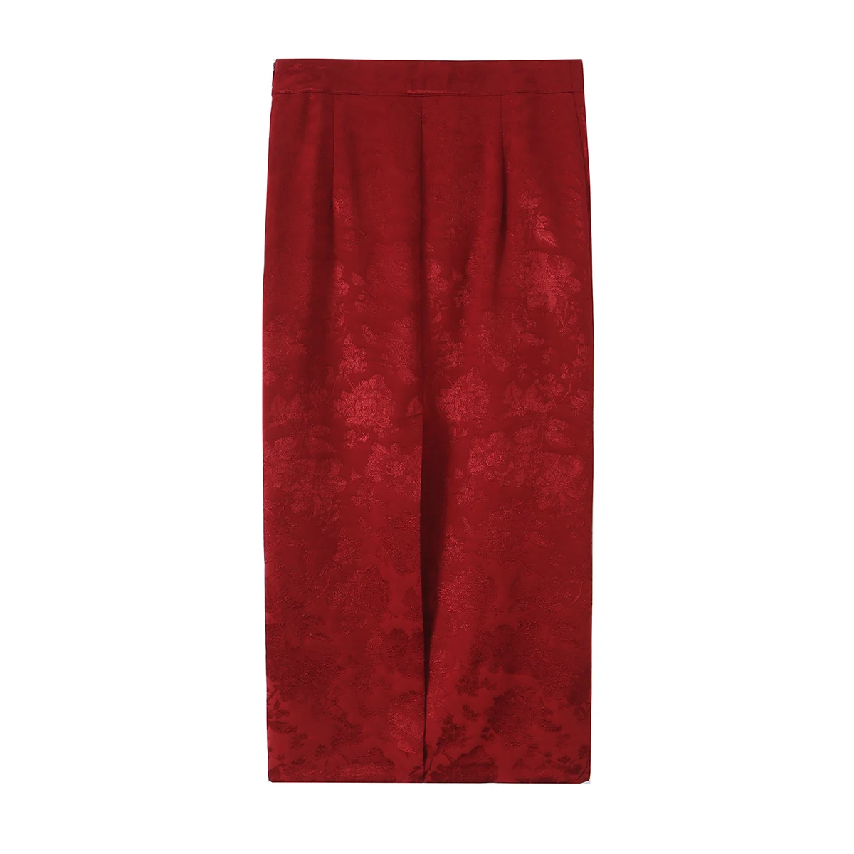 BSAY 2026 Summer Women Red Jacquard One Shoulder Sleeveless Top With Bow Belt High Waist Pencil Midi Skirt Two Piece Outfit image 5