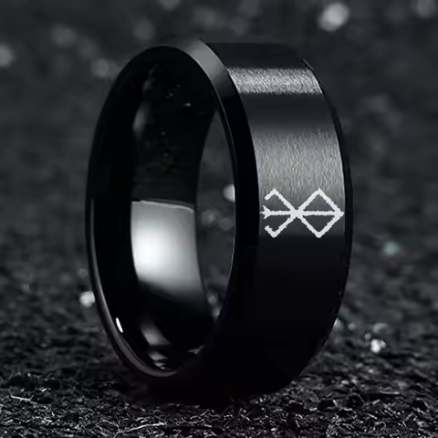Anime Peripheral Berserk Ring Commemorative Fashion Simple 7 Colors Cool Laser Stainless Steel Ring Men Women Jewelry