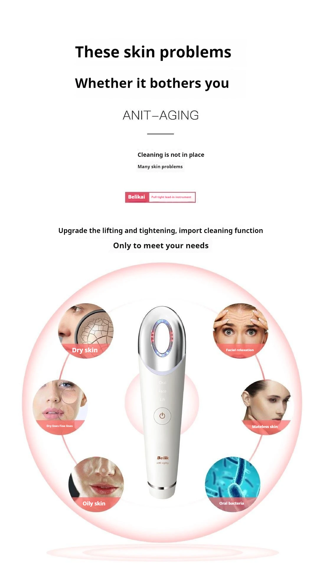 Handheld huidverjongende strakke gezicht neklift stimulator schoonheidsapparatuur