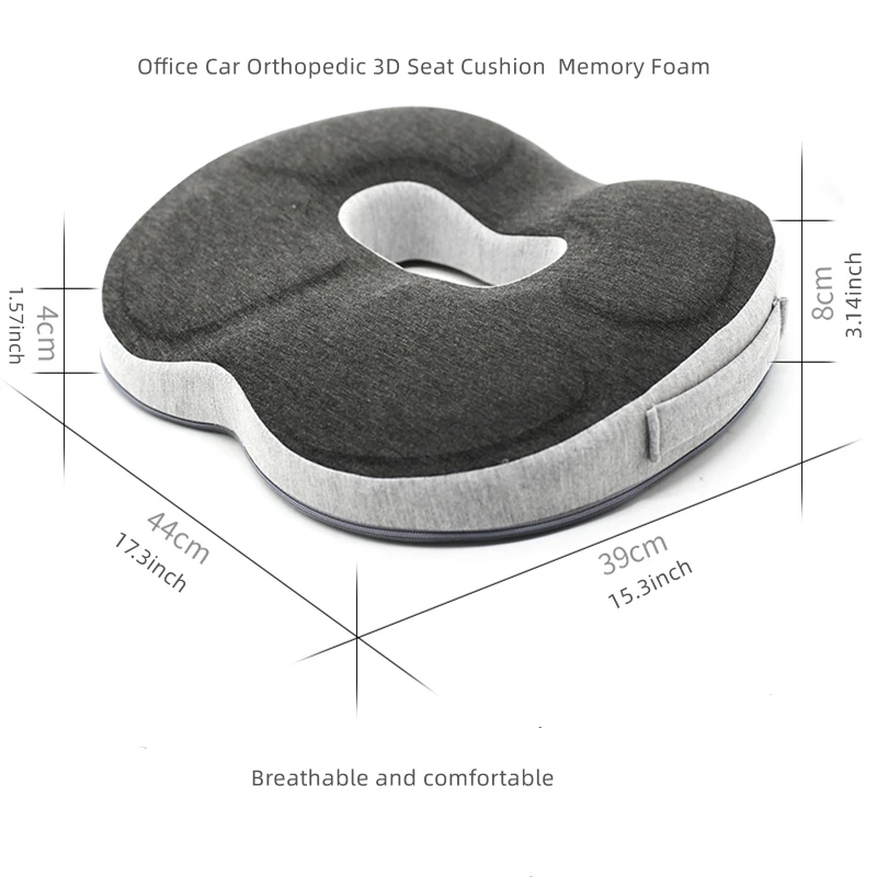 Cojín de asiento ortopédico 3D, espuma viscoelástica, cojín de oficina transpirable, alivio del dolor en la cintura, protección Lumbar, asiento de