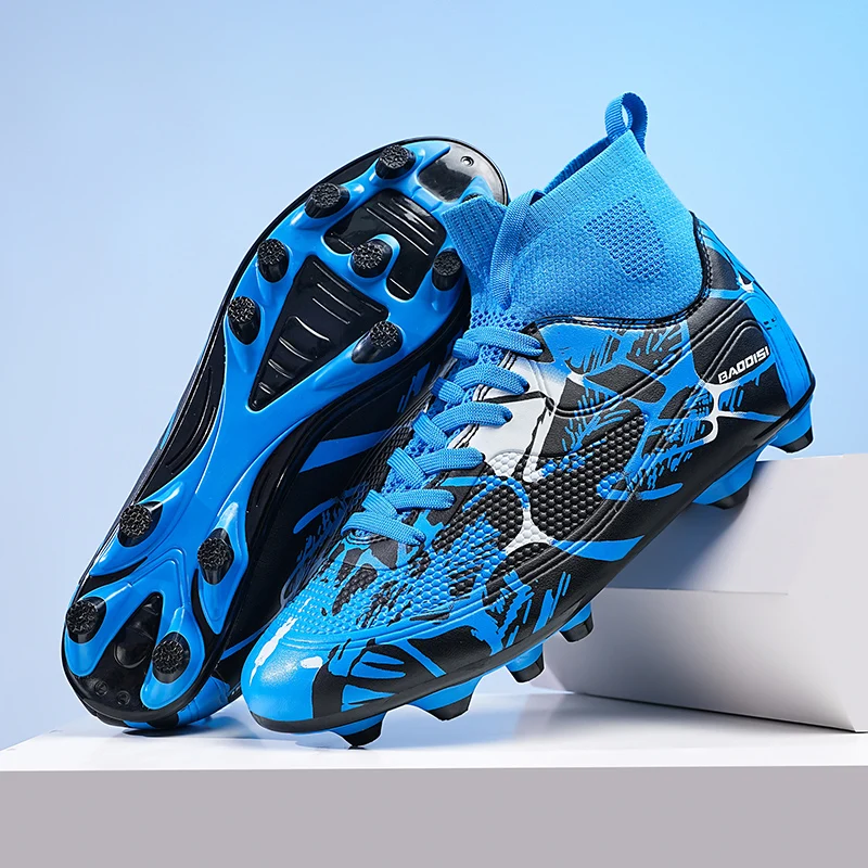 

High-top studded soccer shoes, men's breathable and non-slip natural turf, wear-resistant training shoes