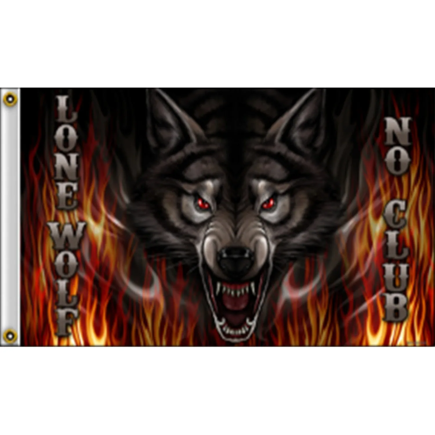 Lone Wolf No Club Biker Flag 3x5Ft 4x6Ft Polyester Motorcycle Flag for Indoor Outdoor Use