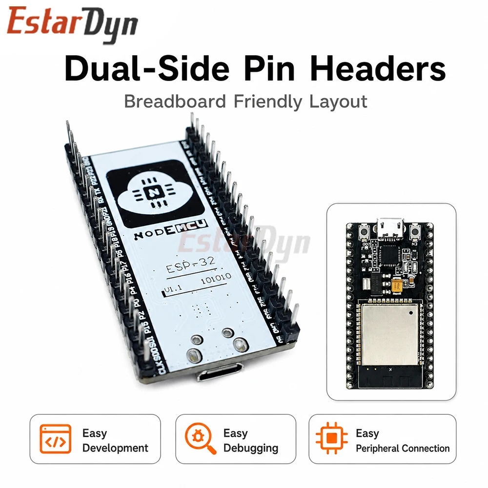 Estardyn NodeMCU-32S ESP32-WROOM-32 WiFi BLE IoT Development Board CP2102 Dual Core Lua Module Ai-Thinker