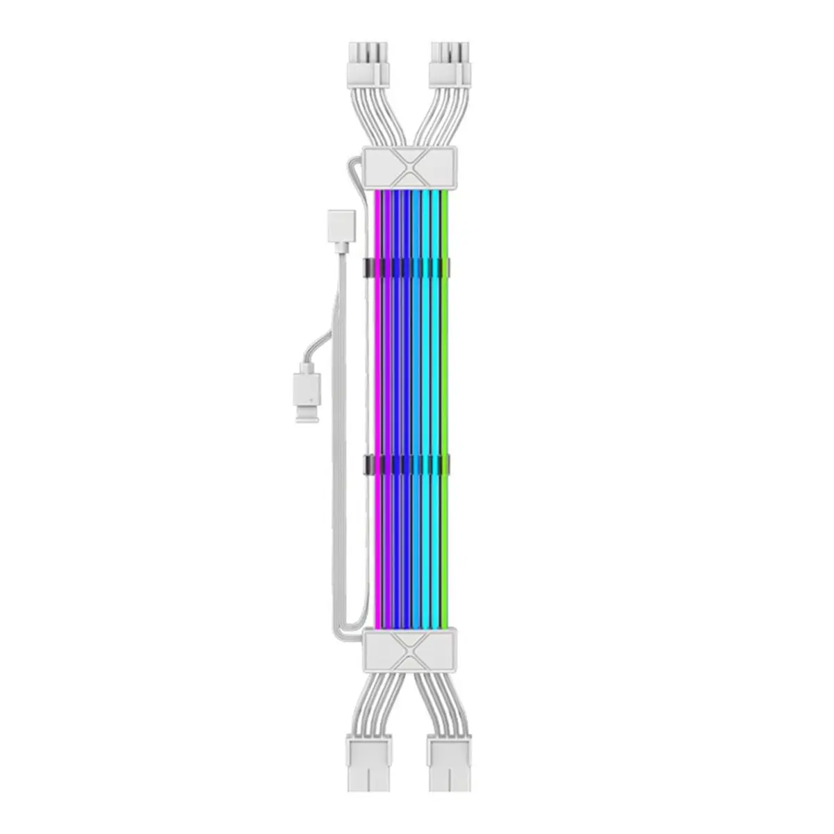 ARGB Extension Cable 2X8Pin Light Strip PCIE GPU Motherboard Extension Cable for Computer Power Supply Motherboard White