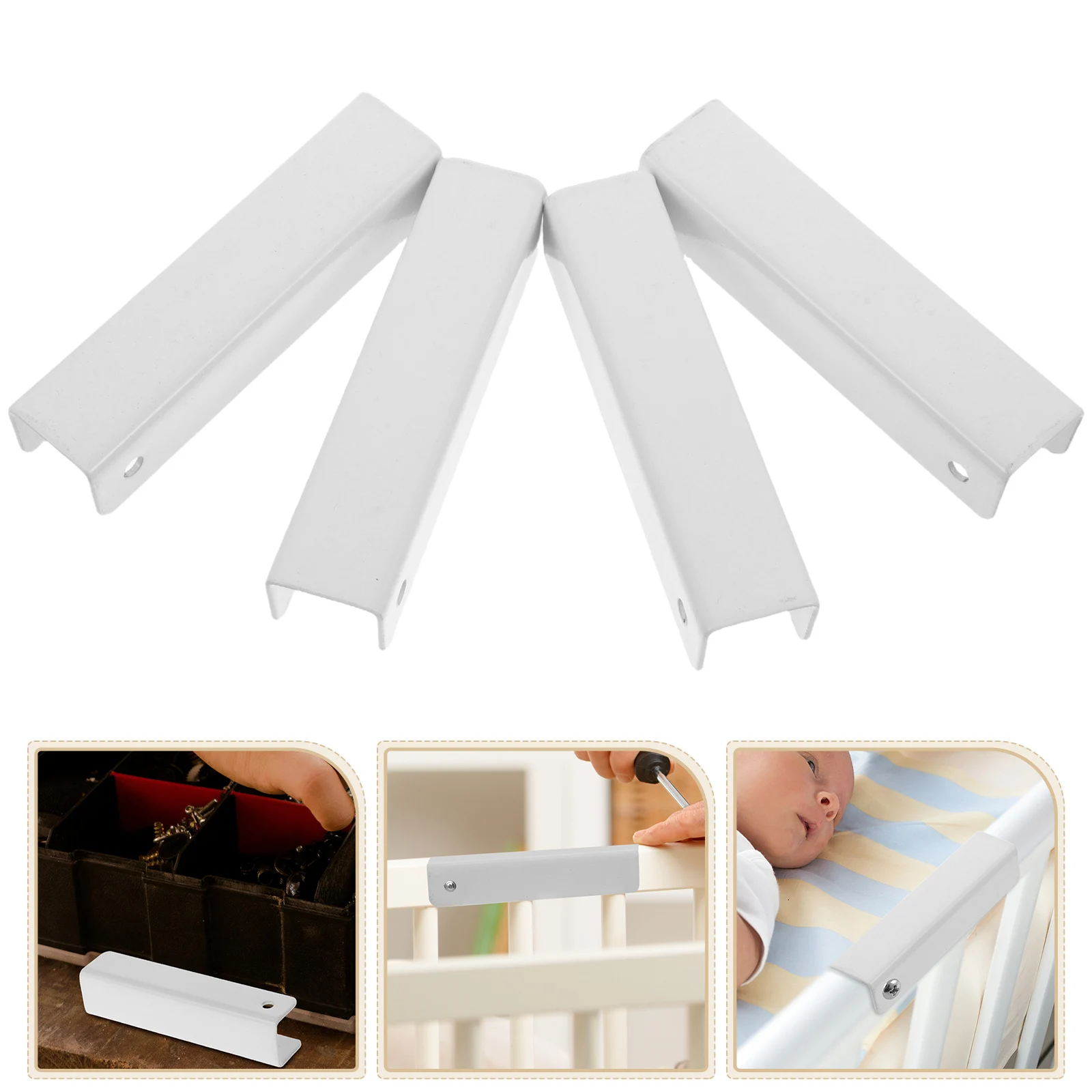 

4 pcs Baby Gate Hardware U Shaped Reinforcement Safety Gate Pet Door Accessories Sturdy Stair Door Groove Fittings