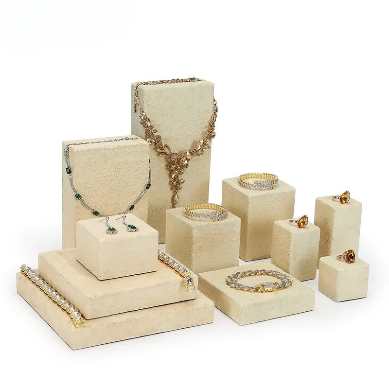 

Plaster Jewelry Stand Luxury Minimalist Earring Storage Holder Exhibitor Counter Necklace Display Shelf Organizer Jewellery Prop