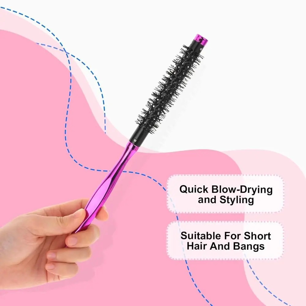 with Smooth Handle Small Curling Brush Styling Hair Brush Mini Quiff Roller Roller Brush Nylon Bristles Portable Curling Brush