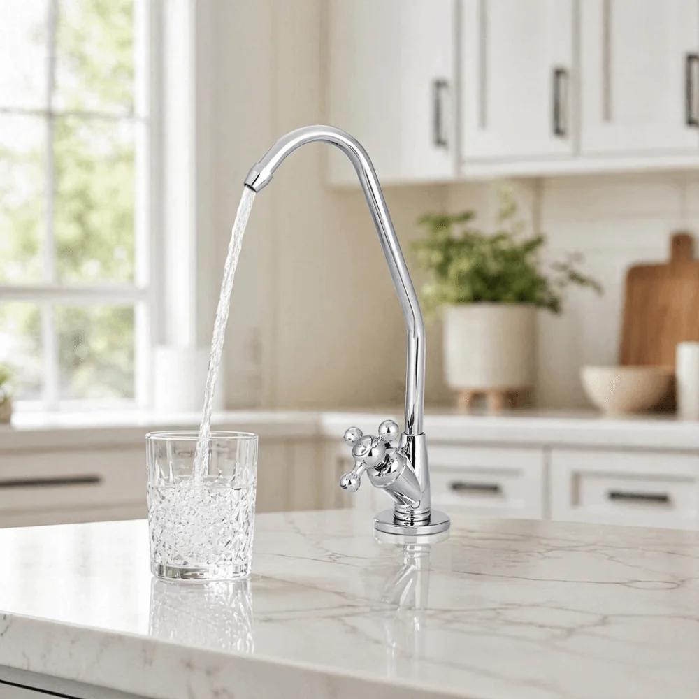Alloy Water Purifier Faucet Gooseneck Reverse Osmosis Filter Faucet 360 Degree Rotation 1/4 Inch Thread Water Filter Faucet