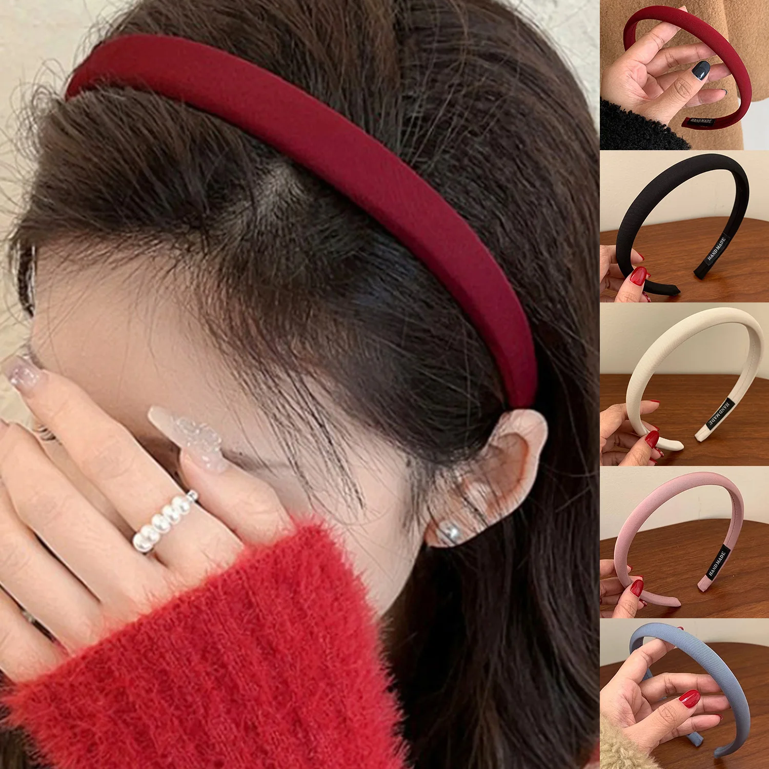 Wine Red Classic Velvet Hair Band Headband American Hot Girl Red Plush Thickened Headwear Hair Hoop for Women Banquet Hairband