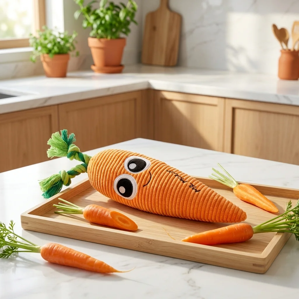 Juguete de Peluche con Forma de Zanahoria para Mascotas, Juguete Masticable Duradero de Terciopelo de Maíz Grueso para Perros y Gatos de Raza Grande