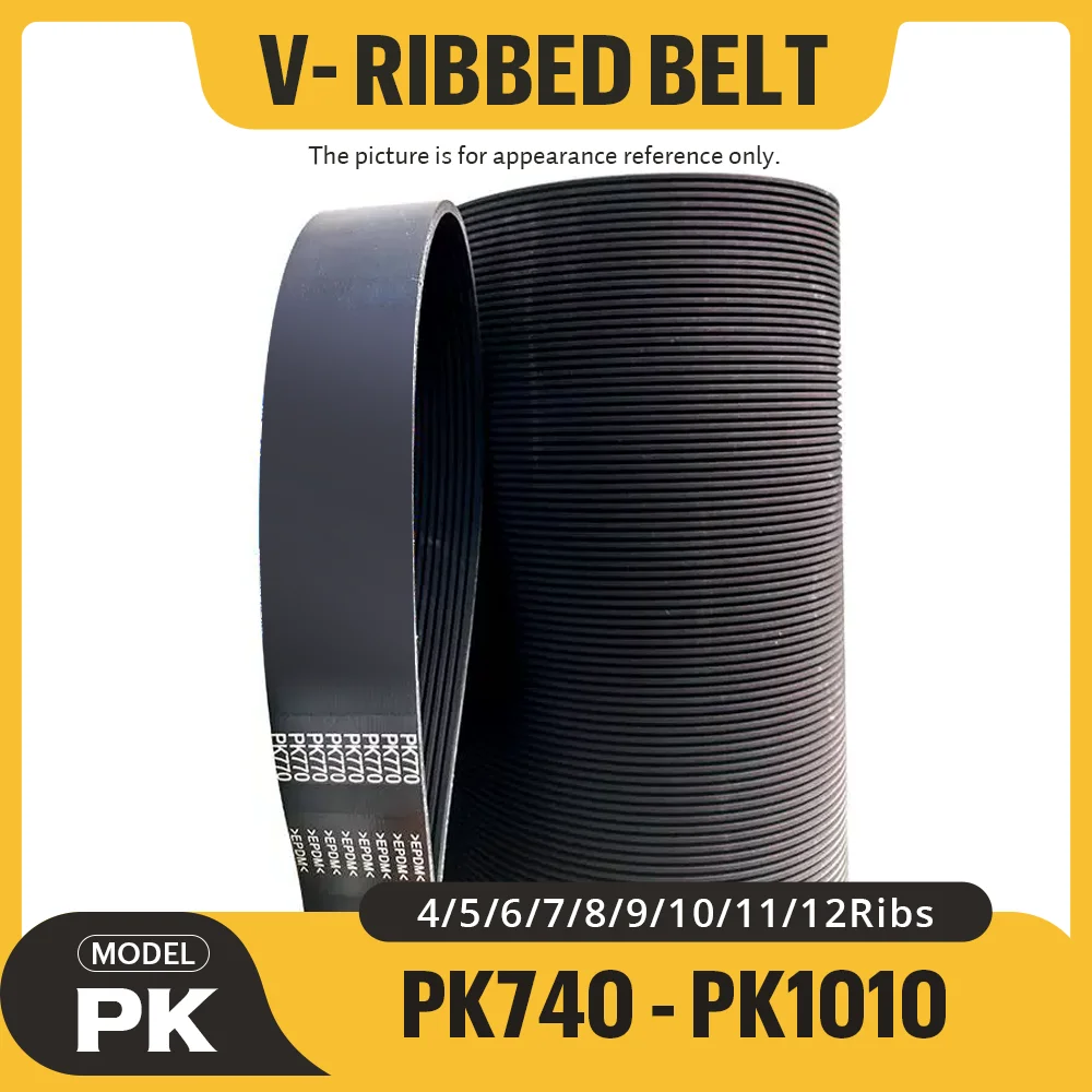 PK V-Ribbed Rubber Multi Wedge Belt Ribs 4PK-12PK Length=PK740-PK1010 Suitable for Industrial Transmission Belts Free Shipping