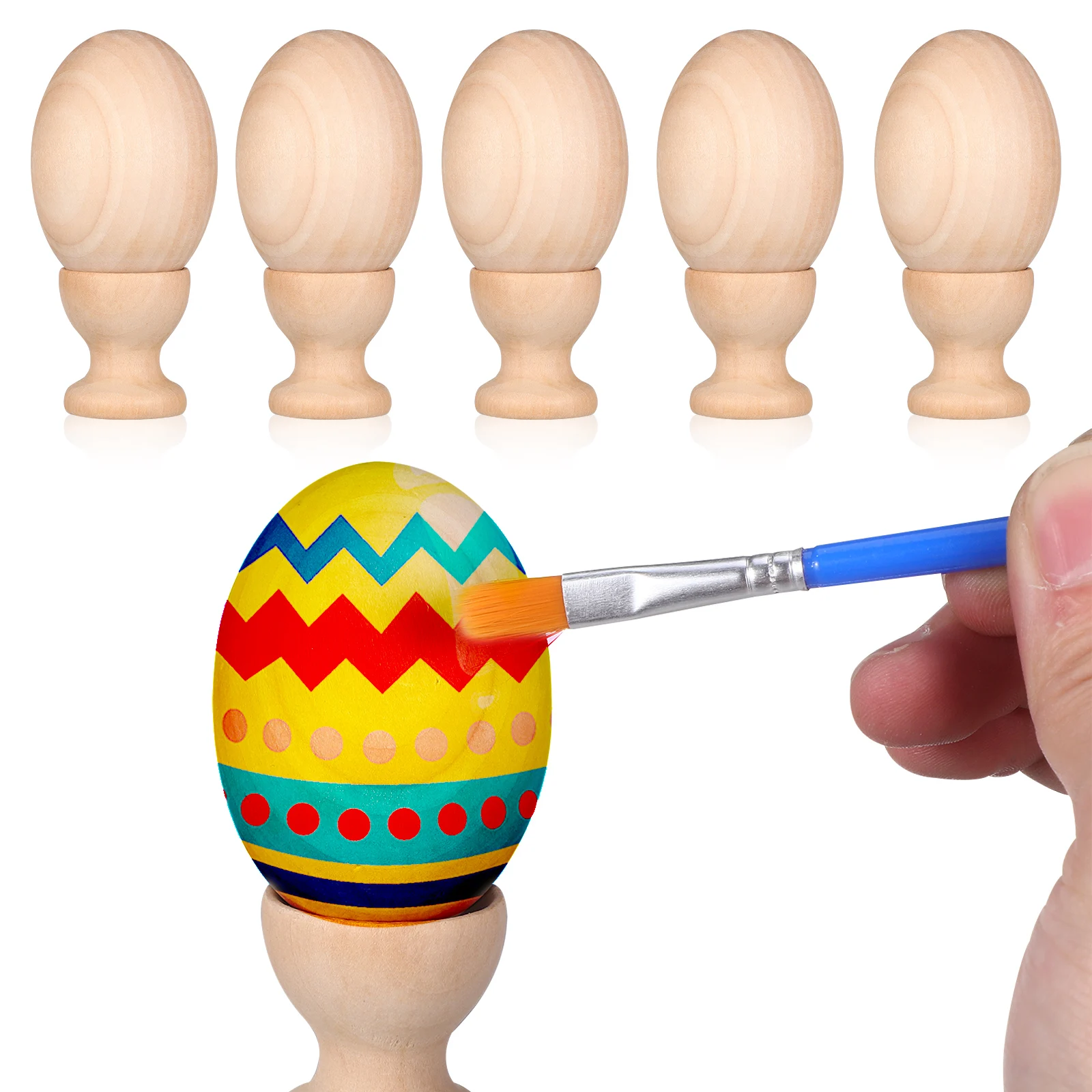 

6 pcs Wooden For Crafts Wood To Paint Blank Wood Diy Craft Sturdy Fake Easter Decorations Unfinished Wooden Egg Ornaments Small
