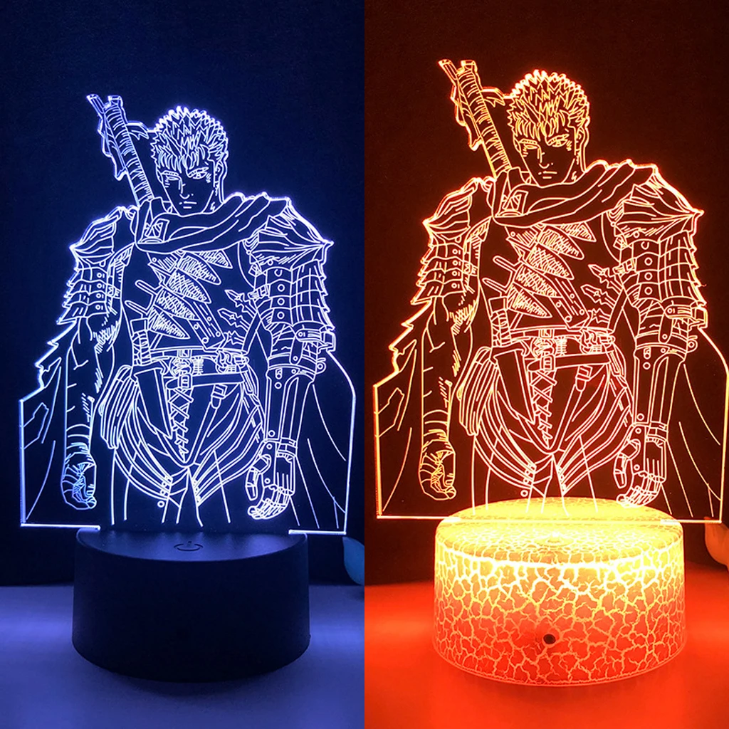 Anime Figure Acrylic Board Night Light Base Berserk Guts Genshin Impact 3D Led Lamp SPY X FAMILY For Kid Room Desk Decor Gift