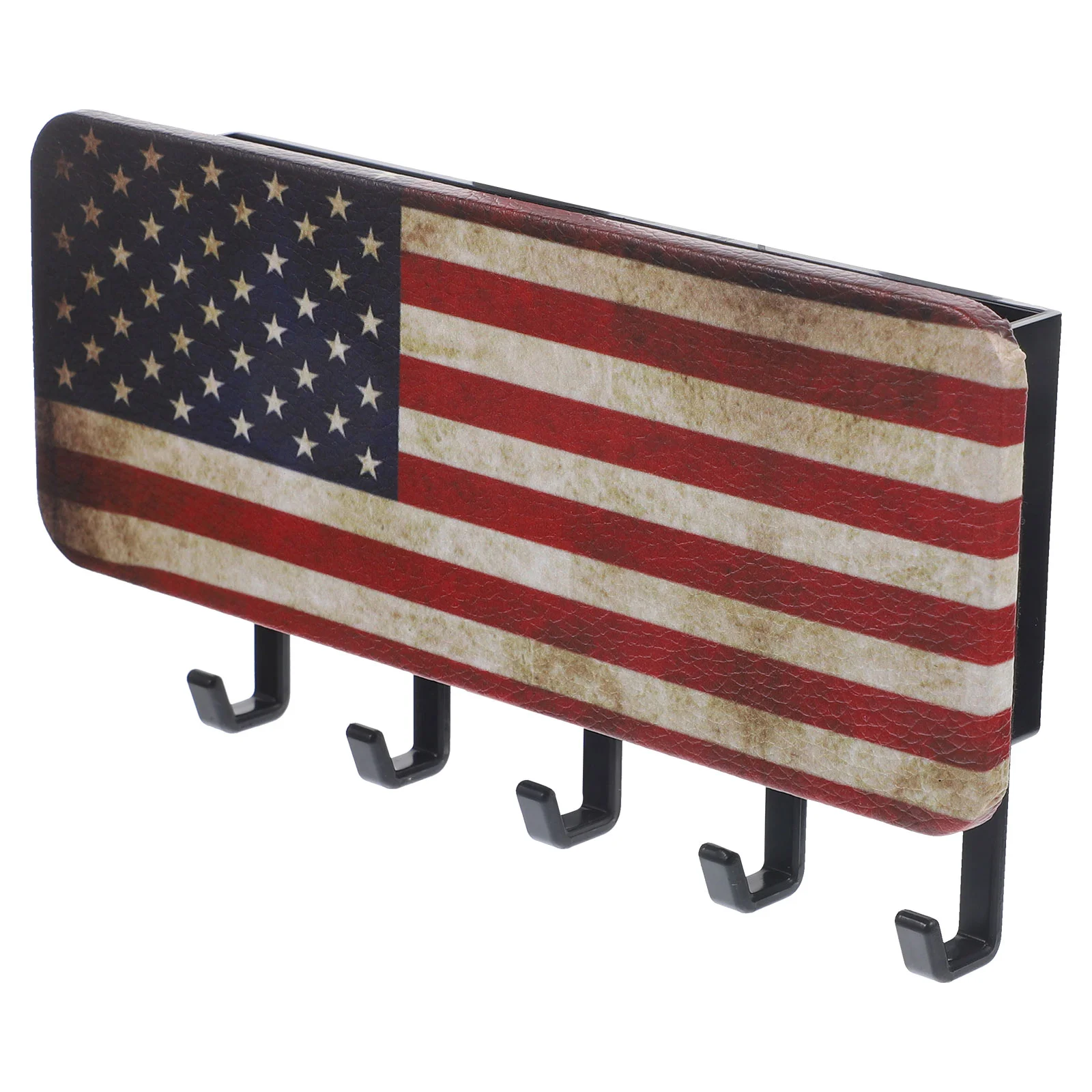 Retro Flag Pattern Multifunctional Nail-free Wall Storage Box Entry Key Hook Hangers For Keys Holder Metal Rack Hanging