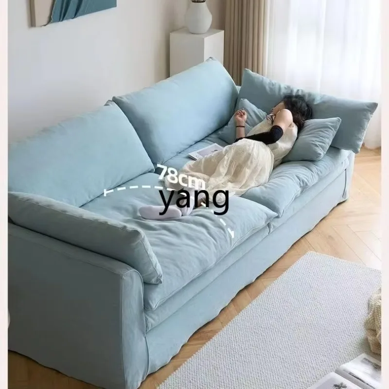 

LH Chinese cotton and linen fabric style sofa living room small apartment removable and washable straight row sofa