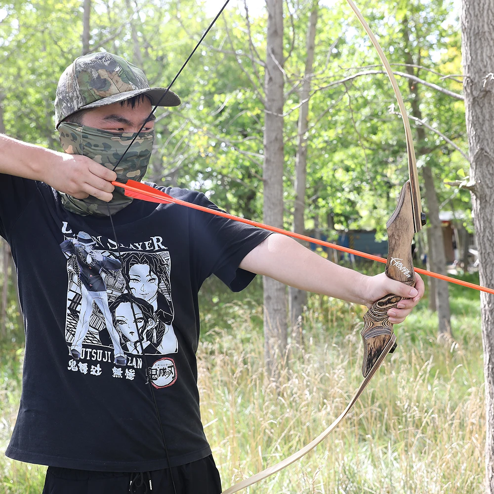 60inch Recurve Bow Arrow Set 20-60lbs Archery Bamboo Core Limb Split Takedown Right Hand Bow Hunter Hunting Shooting Targeting