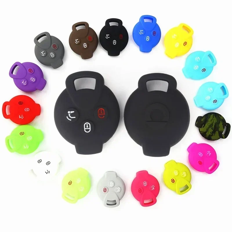 Silicone Car Key Case Remote Cover For Mercedes Benz Smart 451 Chiave Roadster Crossblade Fortwo Roadster K Forfour Accessories