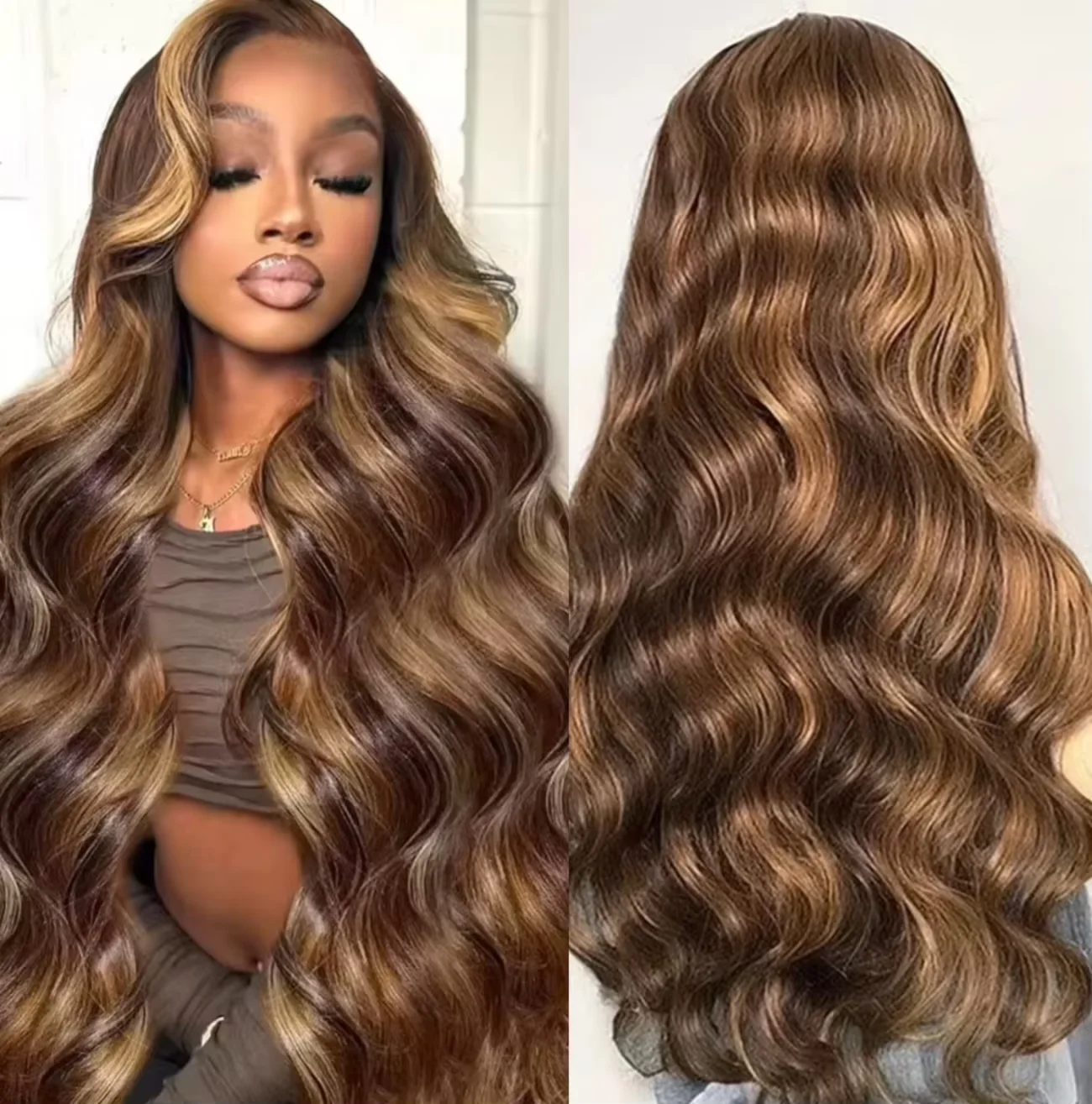 

Парик из натуральных волос P4/27 цвета медового блонда с волнистым укладом и мелированием, парик с HD-кружевом 13x6, предварительно вычесанный, парик с HD-кружевом 13x4