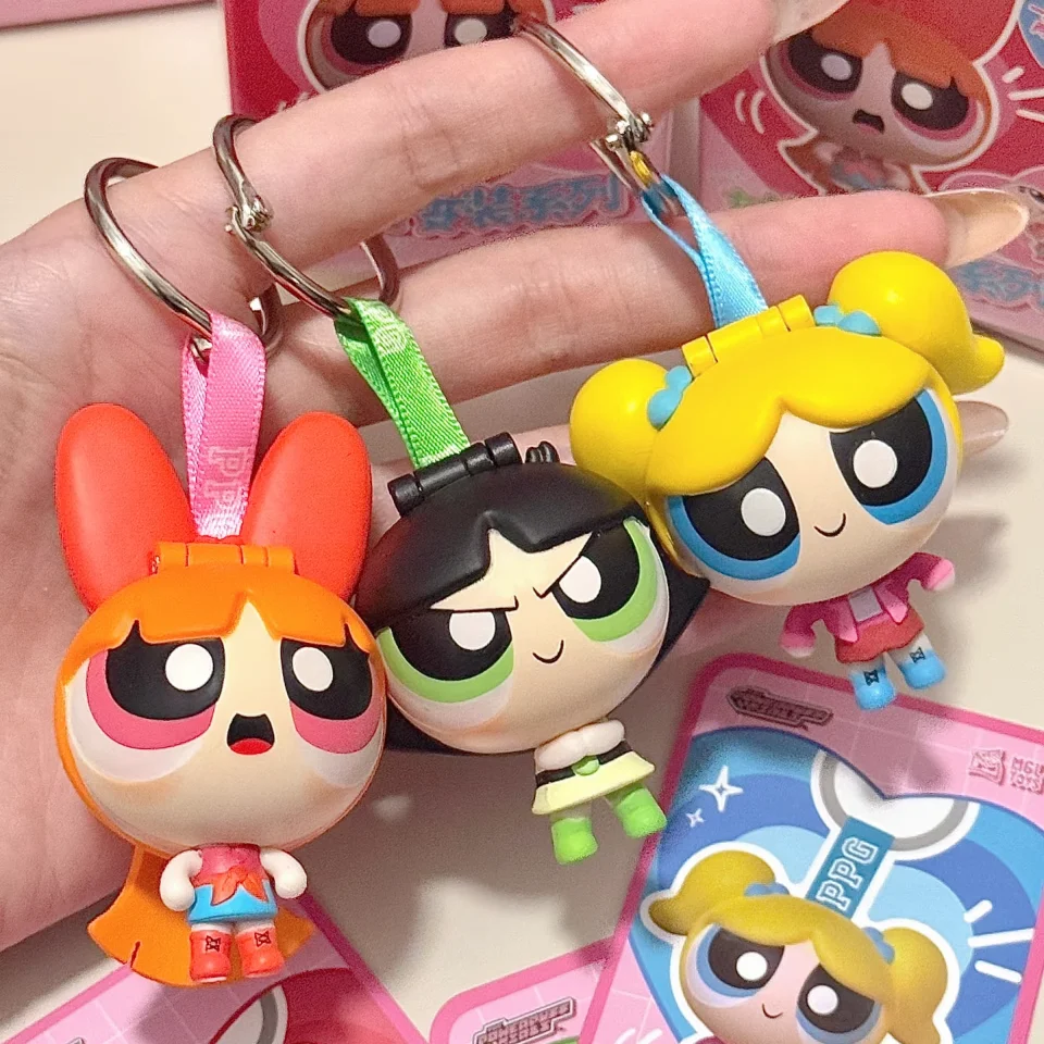 

Официальный костюм Powerpuff для девочек-трансформеров, серия слепая коробка, милый коллекционный брелок, подвески, подарок на день рождения