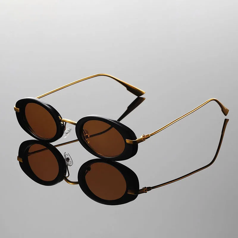 KAMMPT Modne Retro Metalowe Okrągłe Odcienie Damskie Stylowe Okulary Przeciwsłoneczne Anty UV Wielokolorowe Wakacyjne Okulary Plażowe — zdjęcie 4