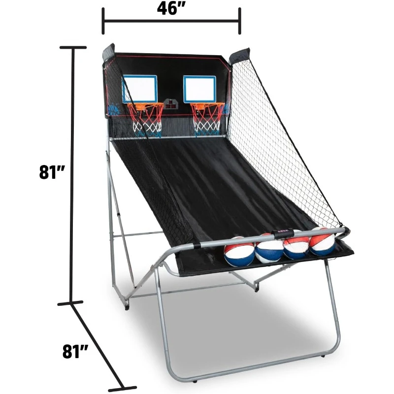 Спортивная аркадная баскетбольная площадка Dual Shot Fun at Home Paddle Scoring 10 игровых режимов, 4 мяча, складное хранилище, дом.